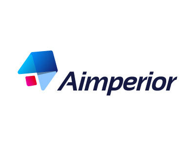 Aimperior Technologies agency arrow blue clean elegant grow logo material pink up