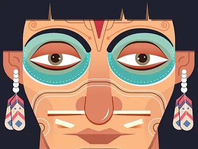 Native American character design face feather folk india native american portrait red indian traditional tribal tribe yatish asthana