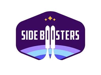 Side Boosters Logo with color earth logo podcast rocket rockets space stars