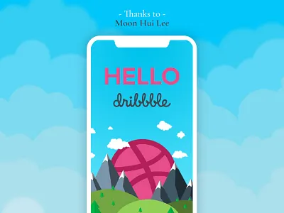 Hello Dribbble! :) beautiful debut first first shot hello illustration invitation mountains sky