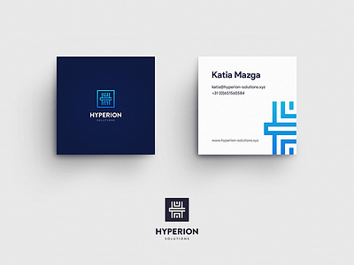 Hyperion Solutions Business Cards brand identity branding business cards greek hyper icon mark logo design logomark logotype presentation mockup professional card visual