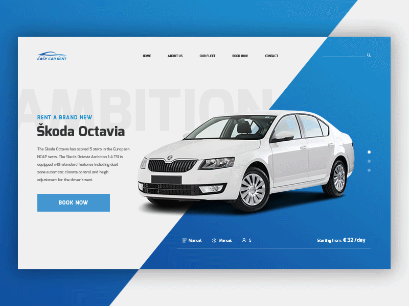 Rent-a-car website animation cars design gif graphics rent a car rental skoda ui ux web website