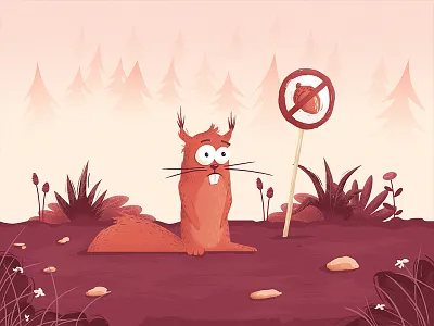 Nuts? character drama food forest hero illustration nature nuts scene squirrel vector