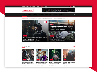 ZAIN News & Magazine PSD Template art direction uiux web design