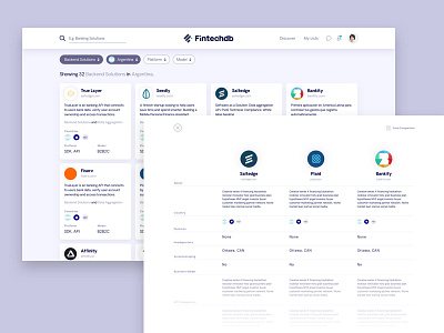 Fintechdb Database Comparison app cards database gradient minimal mobile pastel shadow ui ux