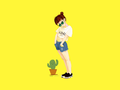 戴墨镜的女孩 ps