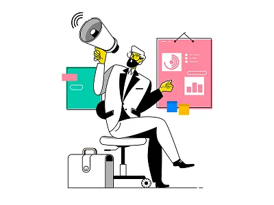 Businessman shouting into megaphone