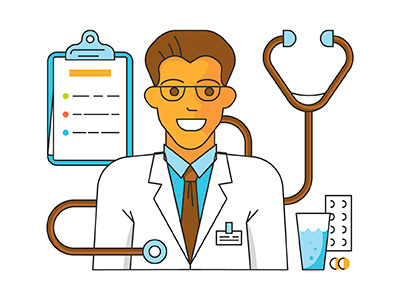 Medical aid concept banner doctor flat health icon internet line medical medicine mobile sign web