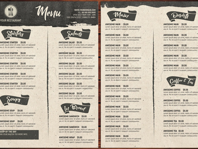 Modern Restaurant Menu Template a4 bar menu design drinks menu food menu food menu flyer menu flyer photoshop print restaurant menu restaurant menu flyer template