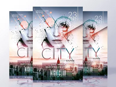 Electro Music Flyer club creative flyers design flyer festival flyer template music photoshop poster psd
