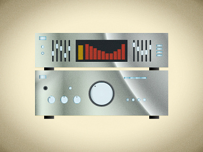 Hi-fi city -2 80s amp equalizer flat hifi illustration retro retrowave vector