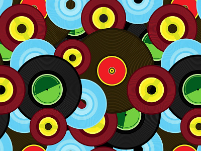Seamless pattern of vinyl and flexible plates. flexible music plate seamless pattern vector vinyl