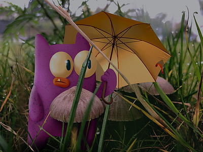 Monster looking for warmth art childrens illustration creature cute illustration kidlitart messy little monsters monster photoart purple rain story