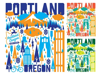 Brew Group Beer Town Illustration beer illustration oregon portland screen print