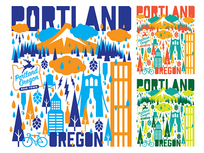 Brew Group Beer Town Illustration beer illustration oregon portland screen print