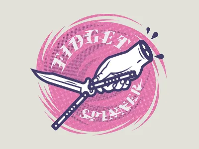 Old School Fidget Spinner butterfly knife cut enamel pin fidget spinner halftone hand line work