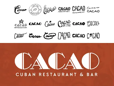 Cacao Cuban Restaurant and Bar Logo art deco brandmark cuban logo process wordmark