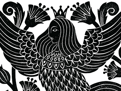 Siren art blockprint folklore harpy illustration linocut linoprint mythology printmaking siren