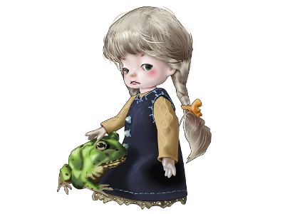 Ugly Me and Dust doll dolly dress frog inkscape