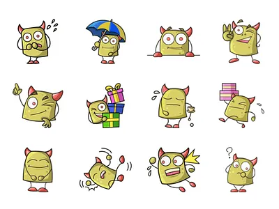 Cute Monster Emoji chat cute design emoji lovable monster set shot stickers