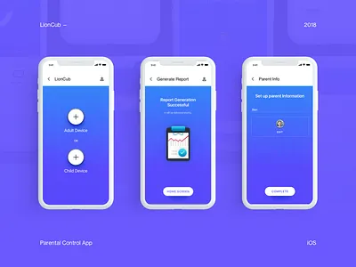 LionCub Set app chart children control ios mobile parent profile uxui