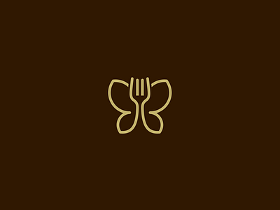 Butterfly + fork logo butterfly eat food mark restaurant smart symbol transformation