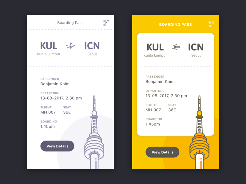 Example of Book Flight UI
