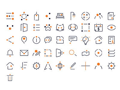 Work - elipsis App / Icons System . app design icon illustration layout minimal mobile app real estate ui design uiux user interface design visual design