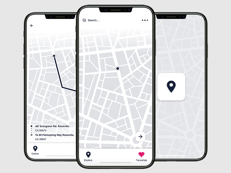 Navigation App adobe xd animation app clean concept icon iphone navigation principle