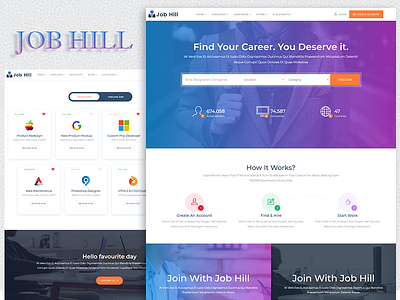 JobHill - Job Board HTML Template candidate career careerbuilder companies employment freelancer glassdoor job board job directory job listing job portal job seeker