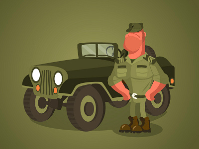 MR SERGANT army car cartoon character color comics design for animation grafic illustrator vector