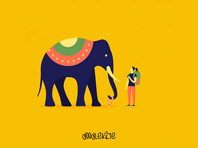 Elephant Bless adobe animation bless doodlekite firstshotelephant flowers gif illustration illustrator yellow