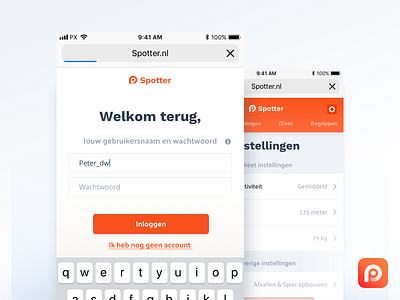 Spotter — Login Screen app login minimal mobile onboarding orange registration ui webapp