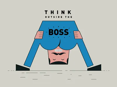 Think Outside The Boss 2d abstract art character clean design illustration illustrator vector work yellow