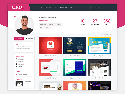 Daily UI #006 - User profile daily ui 006 dailyui dribbble dribbble redesign profile redesign ui user profile ux web design