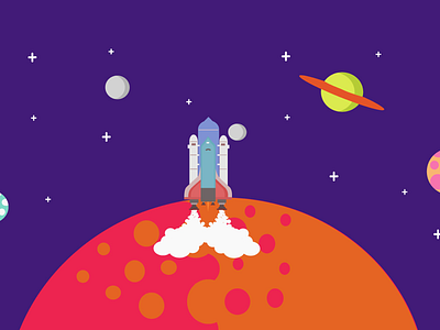 Space Launch illustration planet rocket space stars