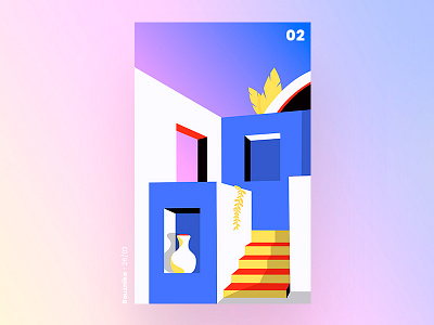 Bouznika 2d architecture colors flat gradient home illustration modern morocco ui vector