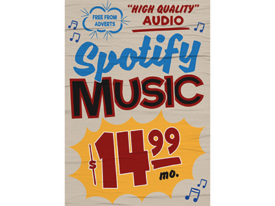 Spotify Retro Sign greengrocer lettering music retro shop sign spotify type typography vector