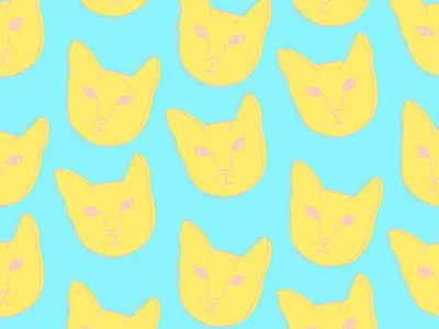 Cat Head Pattern blue cat color kitten meow pastel pattern pattern design pink yellow