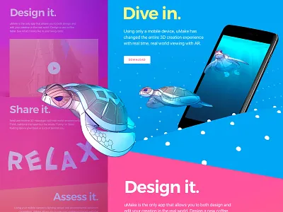 AR Page for an iPad 3D-Sketching Platform Website 3d ar business design gradient illustration interface ipad minimal mobile product typography ui ux vector vibrant vr web design website zajno