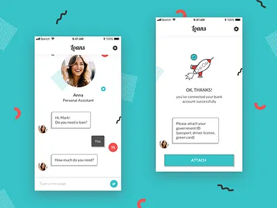 Loans mobile app app chat design finance loans mobile ui ux