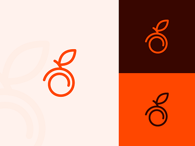 Peach line logo circle icon leaf line logo logotype peach