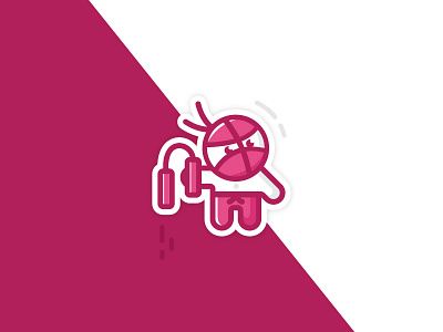 Cute Little Ninja - Sticker Design cute design dribbble minimal ninja pink playoff rebound sticker sticker mule sticker pack white