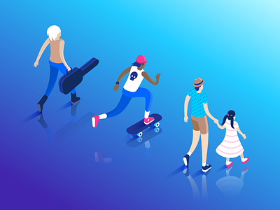 BounceX characters adobeillustrator characterdesign childhood cloud guitar illustration isometric marketingcloud skateboard tech vector vectorart