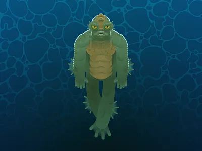 Amphibian man brushes illustration illustrator vector