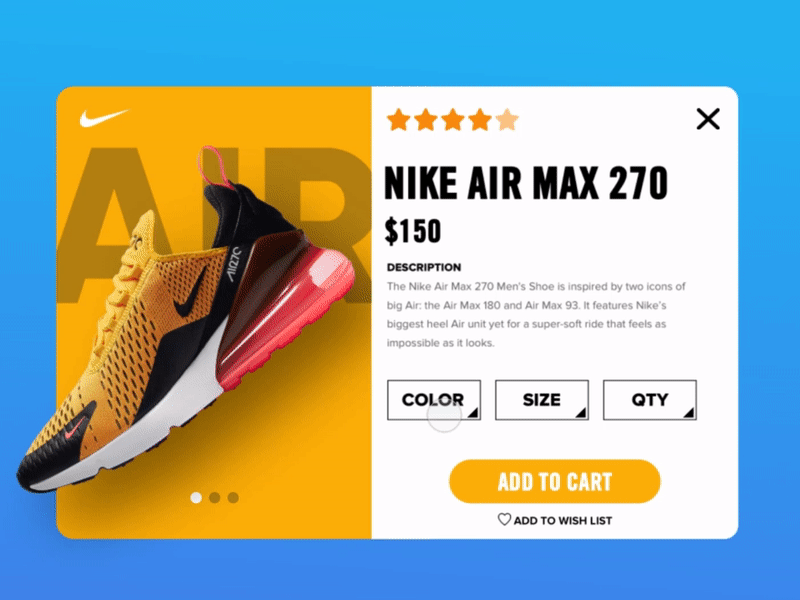 Nike Product Card Concept ads app flat freebie interface nike parallax promotion sketch sport ui ux