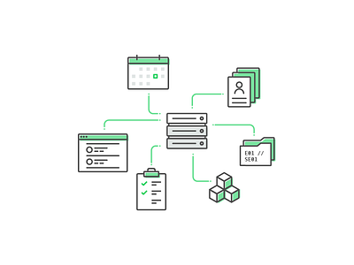 production management icons illustration management production server tool