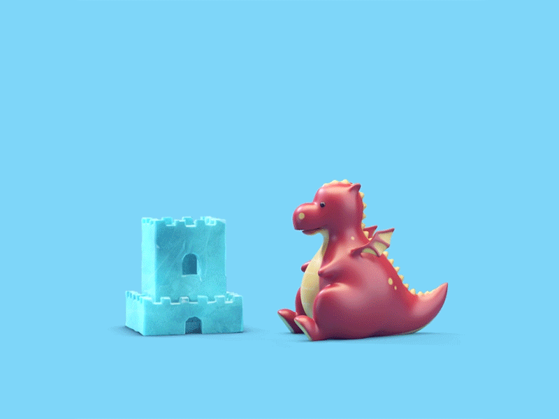 Dragon 3d animation castle dragon fire loop melt render