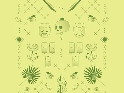 Liar (a closer look) design flat gradient graphic green human illustration map print skull symbol symmetry