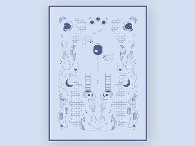 Dreamer blue design dream flat gradient graphic illustration print symmetry